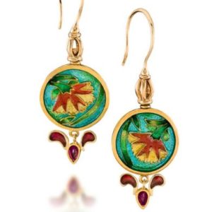 Masquerade Ball 22K Gold Cloisonné Earrings