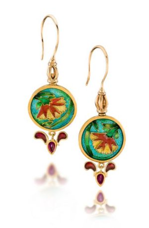Cloisonne Enamel Earrings | 22K Gold Jewelry | gold enamel earrings