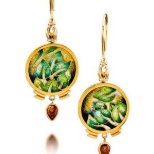 Bella Noche Cloisonné Earrings in 22K Gold