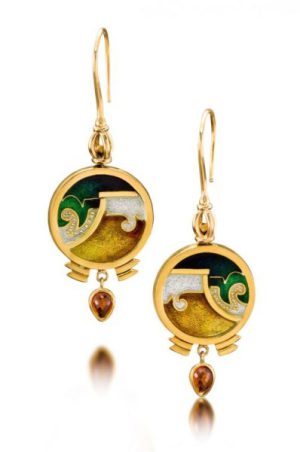 Bella Noche Cloisonne Earrings | Enamel and Gold Earrings | Gold Enamel Jewelry