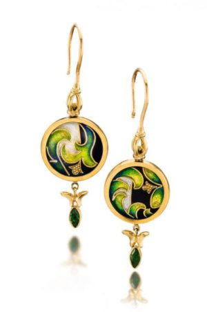 Yerba Buena | Cloisonne Earrings | Unique Gold Jewelry