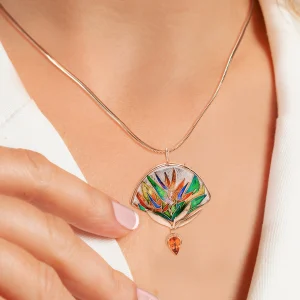 Birds of Paradise Cloisonne Necklace