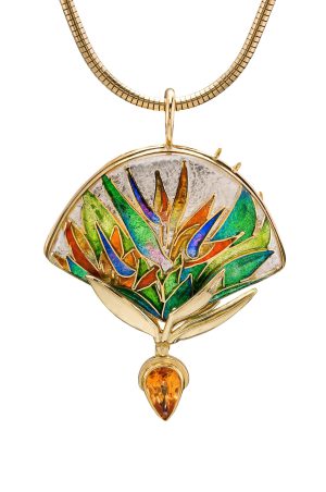 Birds of Paradise Cloisonne Necklace